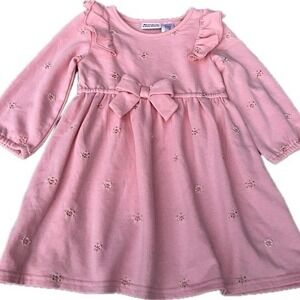 Blueberi Boulevard Girls Pink Floral Embellished Long Sleeve Dress Size 4T